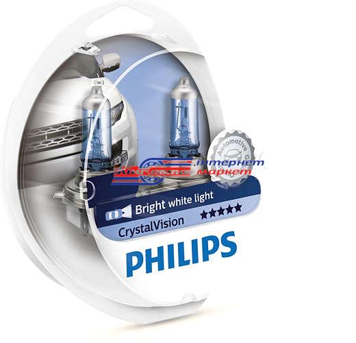 Автолампа Philips H4 CrystalVision 12V 60/55W 12342CVSM (2 шт.)