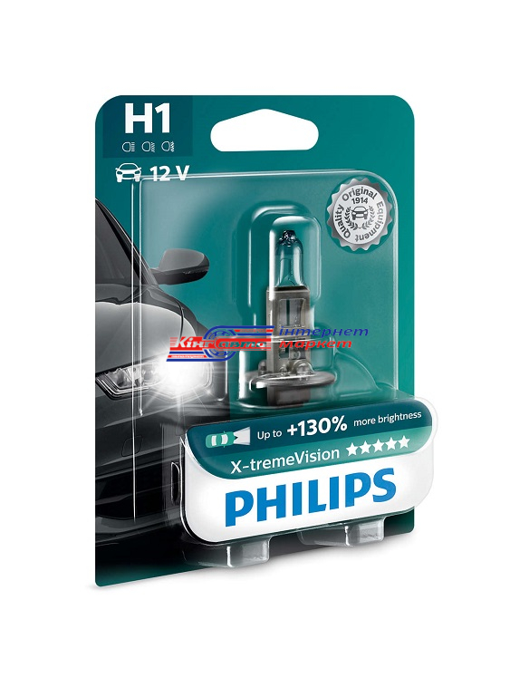 Автолампа Philips H1 X-tremeVision+130% 12V 55W 12258XV+B1 (1 шт.)