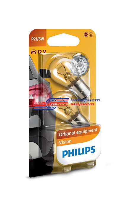Автолампа Philips P21/5W Vision 12V 21/5W 12499B2 (2 шт.)