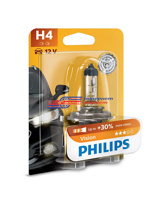 Автолампа Philips H4 Vision 12V 60/55W 12342PRB1 (1 шт.)
