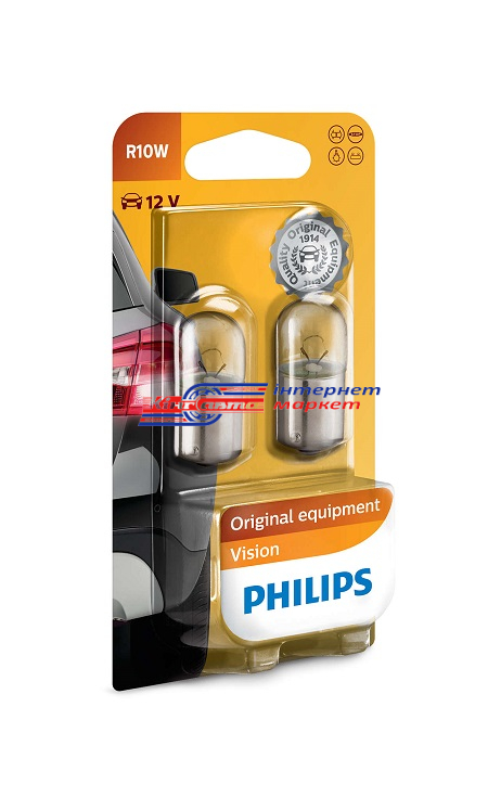 Автолампа Philips R10W Vision 12V 10W 12814B2 (2 шт.)
