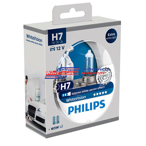 Автолампа Philips H7+W5W WhiteVision 12V 55W 12972WHVSM (2 шт.)
