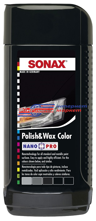 Поліроль для кузова з воском Sonax Polish+Wax 296141 Color чорний 250мл