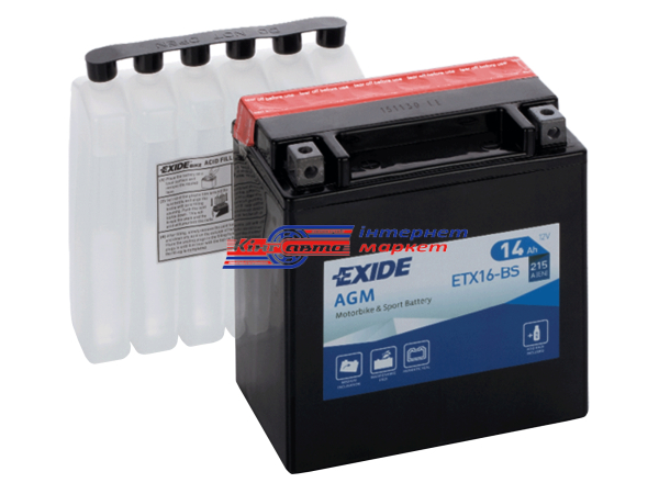 EXIDE AGM ETX16-BS 14Ah\215A Euro батарея акумуляторна