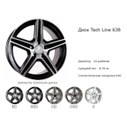 Диски Диск автомобільний Tech-line модель 638 7.5х16 PCD 5x112 ch 66,6 ET 35S