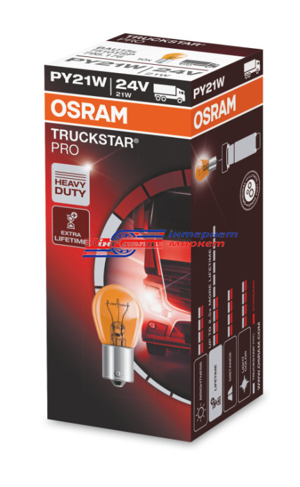 Автолампа Osram PY21W TruckStar Pro 24V 21W 7510TSP (1 шт.)