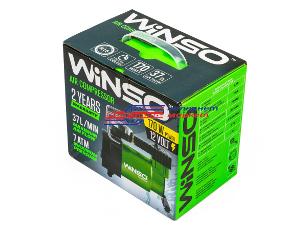 Компресор автомобільний WINSO 7 Атм, 37 л/хв., 170Вт, кабель 3м., шланг 1м., пласт.накладка