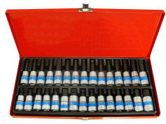 Набори головок із насадками Набір головок торцевих з бітами комбінованими 30 пр. 1/2", King Roy (030MDA)