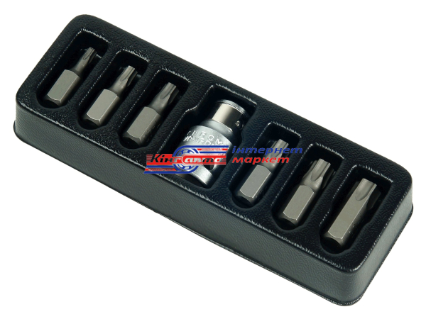 Набір біт 3/8" Torx T25-55 з отвором (30 мм) 7 пр. KingRoy