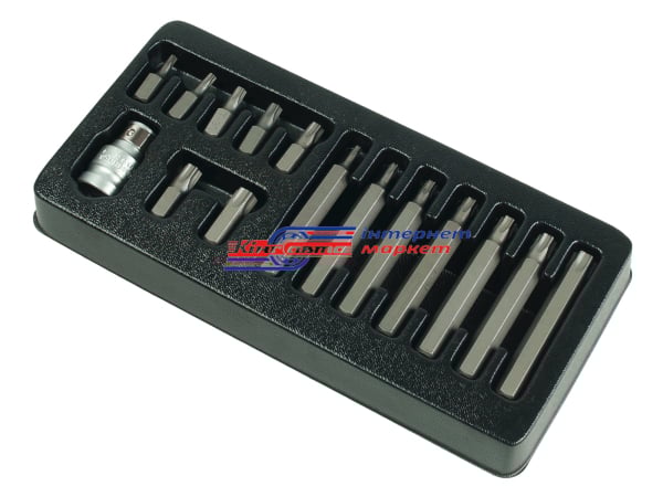 Набір біт 3/8" Torx з отвором T25-55 (30. 75 мм) з тримачем 1/2'' 15 пр. KingRoy