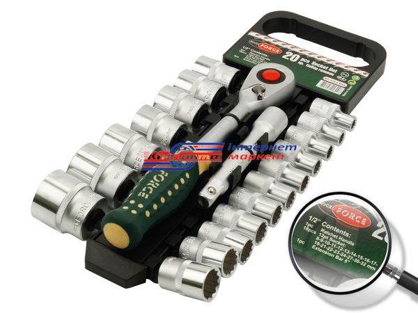 Набір головок торцових 19 пр. 1/2" 12гр. (8-32 мм) RockForce