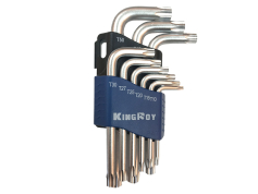 Набір ключів кутових, Torx, Hex Набір ключів кутових Torx з отвором KING ROY 9 пр. (короткі)