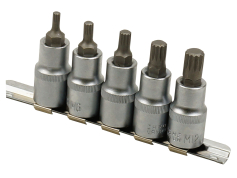Набори головок із насадками Набір головок торцевих з бітами Spline 5 пр. 1/2", Intertool (HT-1850)