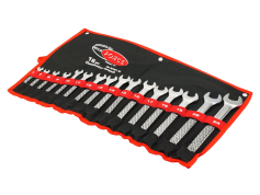 Набір ключів гайкових Набір ключів ріжково-накидних на полотні 16 пр. (6-24мм) Rockforce