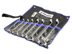 Набір ключів гайкових Набір ключів гнуто-накидни в чохлі, Cr-V, 8шт, (6-22мм) Konner