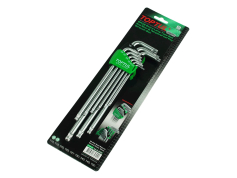 Набір ключів кутових, Torx, Hex Набір Г-под. ключів TORX T10-T50 9 од. супердовгих з отвором, кулею TOPTUL