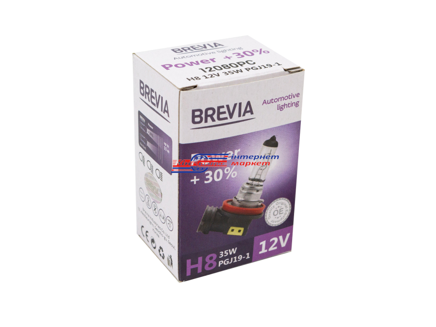 Автолампа BREVIA H8 Power +30% 12V\35W (12080PC)