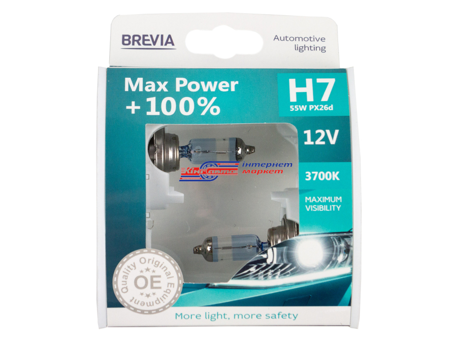 Автолампа BREVIA H7 Max Power +100% 12V/55W (12070MPS-HCB, к-т.)