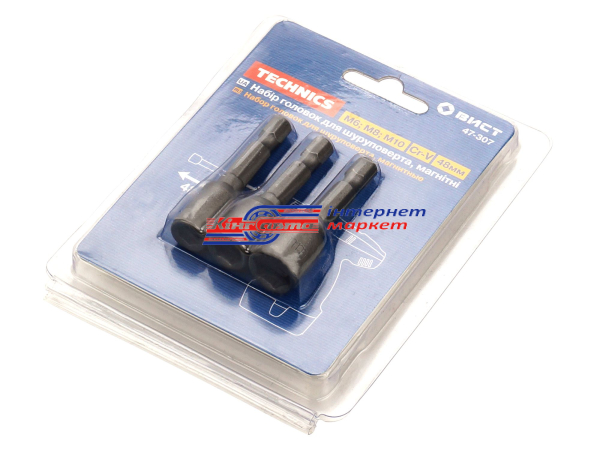 Набір головок торцевих (під шуруповерт) 3 пр. 1/4", Technics (47-307)