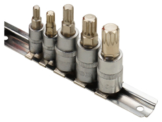 Набори головок із насадками Набір головок торцевих зі вставкою Spline 5 пр. 1/4"-3/8", Yato (YT-04360)