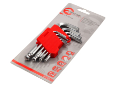 Набір ключів кутових, Torx, Hex Набір ключів кутових Hex з кулею INTERTOOL 9 пр. CrV.