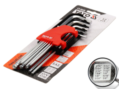 Набір ключів кутових, Torx, Hex Набір ключів кутових Hex YATO 12 пр. (дюймові)(подовжені)