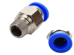 Аксесуари З'єднання цангові для поліуретанових шлангів PU/PR (пряме,шланг - наружн. різьба) 12ммX1/4"