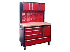 Обладнання для СТО Верстат металевий пересувний 600х1080х1215мм (шафа навісний тристулковий: 230х375х1060мм, перфорація: 900х1060мм, дерев'