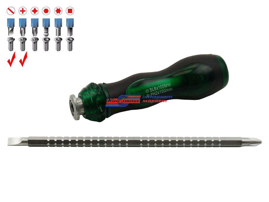 Викрутка KING STD PH2/SL6 ,телескоп 100-150мм