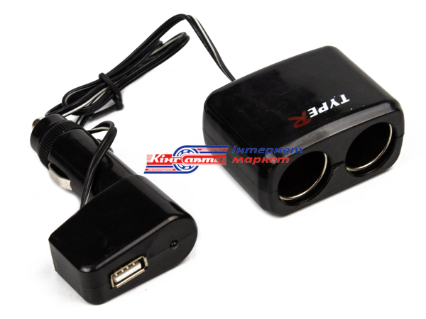 Розгалужувач прикурювача King KSU-202 2-1+USB з дротом