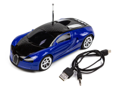 FM Модулятори Міні спікер T10 машинка з 2-ма динаміками синя, годинник, радіо, флешк, мікроCD