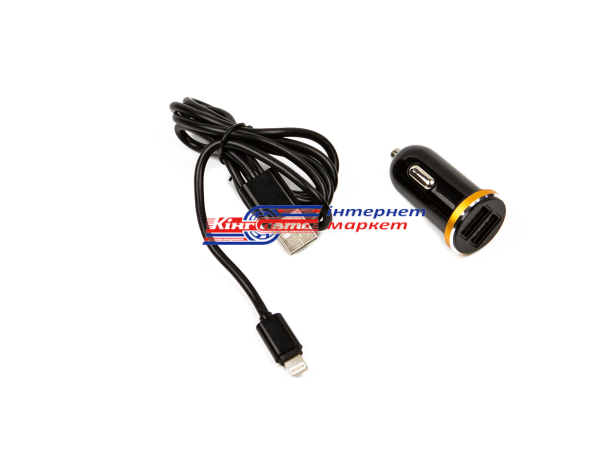 Автомобільний зарядний пристрій LDNIO DL-C22 Car charger 2USB 2.1A + Lightning cable Black