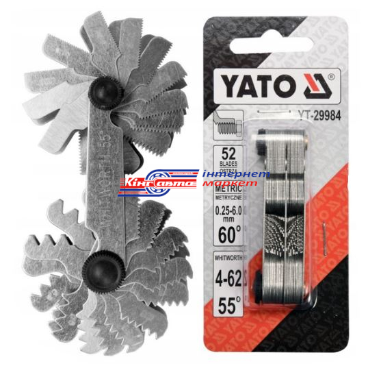 Різьбомір метричний 60°,дюймовий 55° 0.25-6 мм і 4-62 BSW 52 шаблони YATO