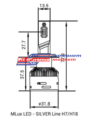 Комплект світлодіодних ламп MLux H7/H18, 28 Вт, 5000°К Silver Line (127413365)