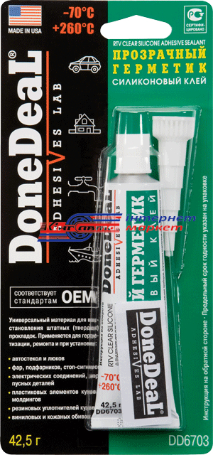 Герметик-клей для скла прозорий силіконовий Done Deal (DD6703) 42,5г