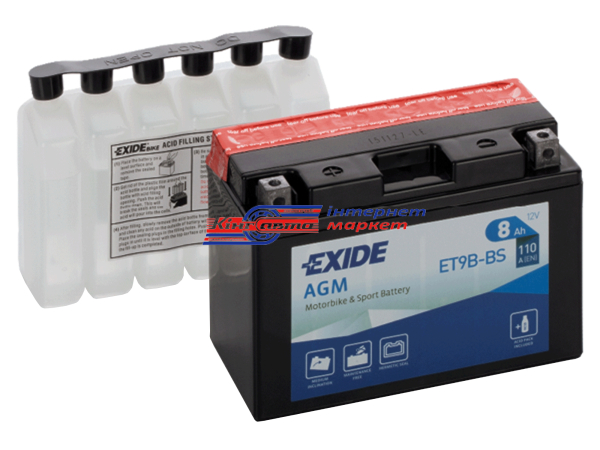 EXIDE AGM ET9B-BS 8Ah\110A Euro батарея акумуляторна